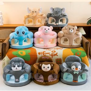 Soft Plush Baby Sitting Trainer Chair Cute Cartoon Backrest Support Seat Anti-Fall Posture Aid for Infants Learning to Sit (6 Months or above)